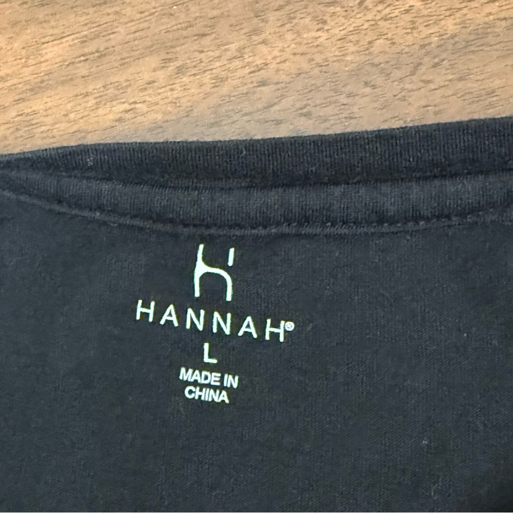 Hannah Black Short Sleeve Tee Large Boho Embroidered Floral Festival Top - Picture 6 of 8